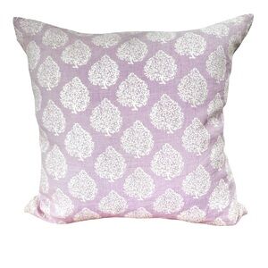 John Robshaw Lavender and White Block Print Accent Pillow
